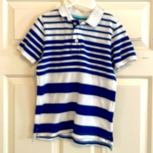 Boden boys blue and white striped polo shirt.   Size 7-8 y